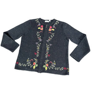 Croft‎ & Borrow 100%Wool Embroidered Cardigan Sweater  Jacket Y2K ~ M